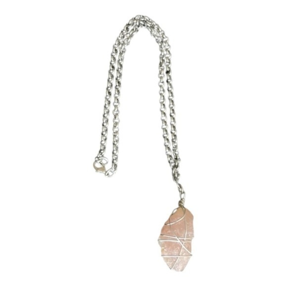Unisex Handmade Rose Quartz Chain Necklace